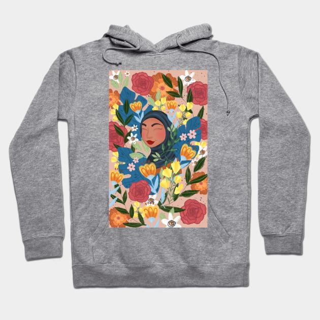 Floral madness hijabi girl Hoodie by SanMade